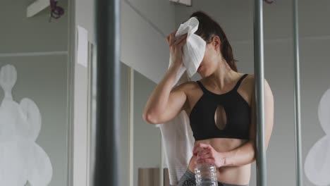 caucasian woman drinking water