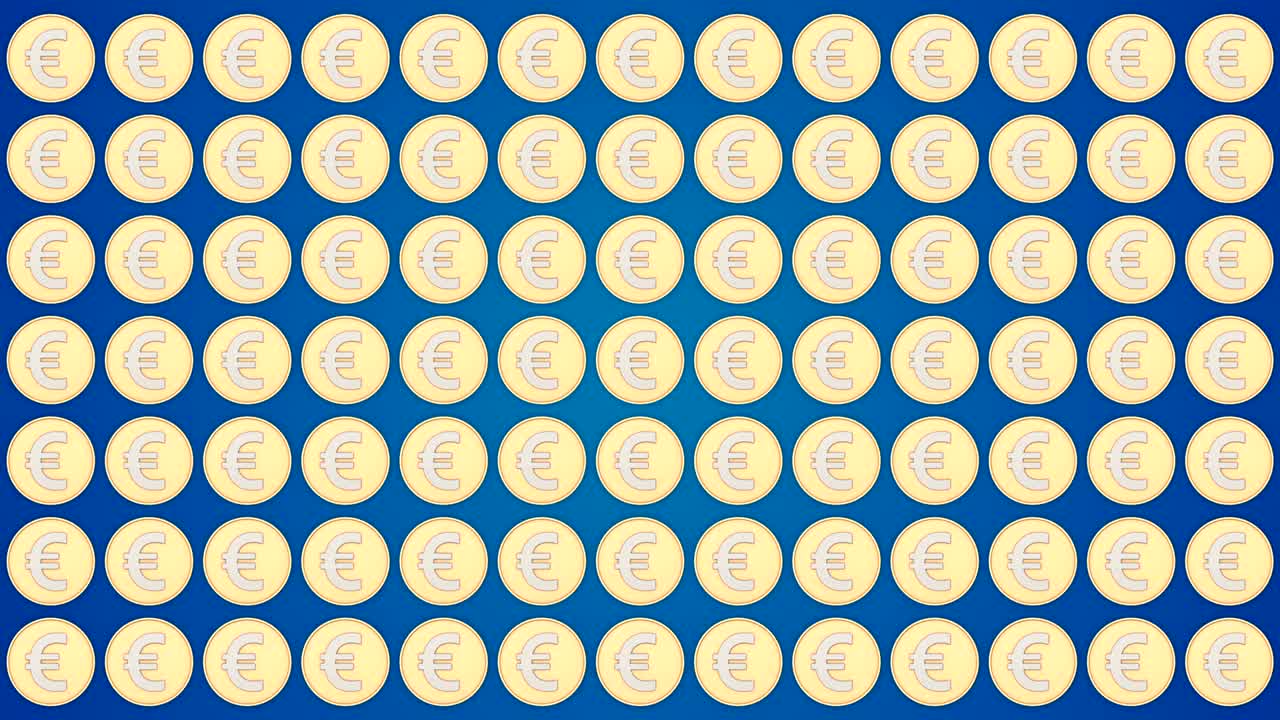 유로 동전 파란색 배경 동전 수평 교통