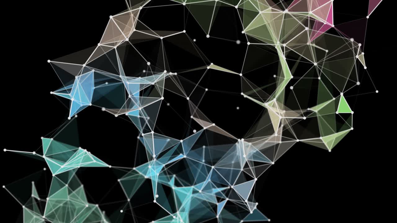 футуристическая анимация плекса с светящимися треугольниками в замедленном движении, 4096x2304 петля 4k