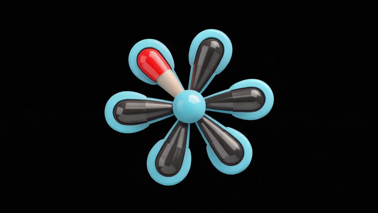 3D Animation of Rotating Flower-Shaped Loading Icon with Color Change