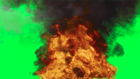 explosión de fuego y humo en pantalla verde