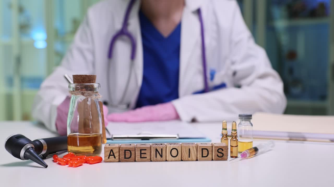 Doctor's Desk with Adenoids Blocks and Medical Equipment