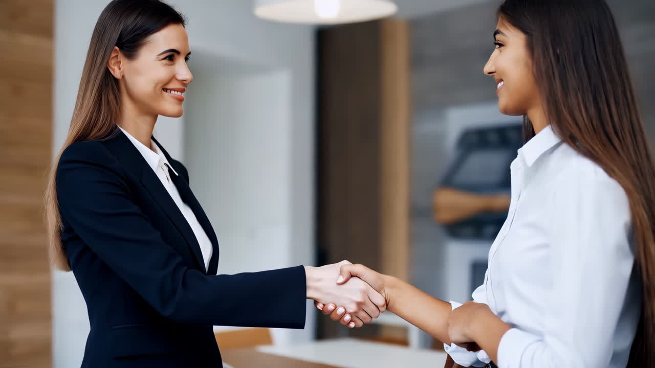 mujeres de negocios apretón de manos