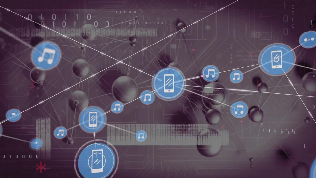 Animação de rede de conexões sobre o processamento de dados