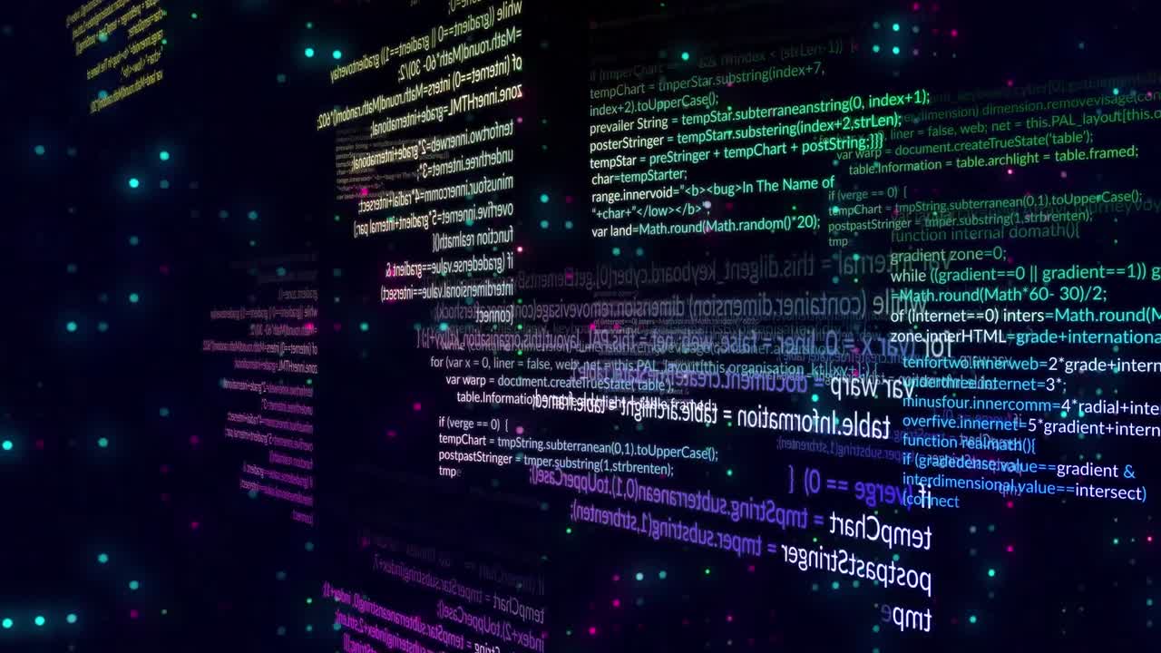 animación de puntos brillantes y procesamiento de datos