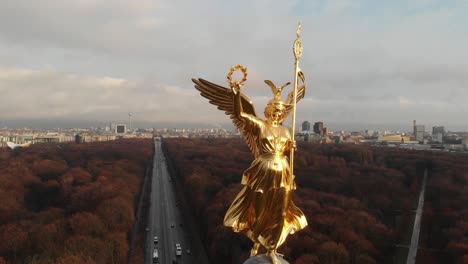 victory columngroßer stern, berlin close up with a drone at 4k 24fps in a beautiful afternoon of christmas in berlin germany
