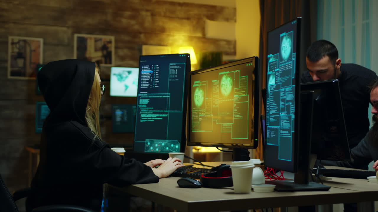 Hacker girl stealing information from people