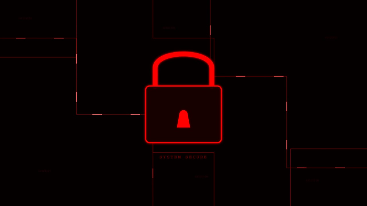Conceito de Segurança Digital com Ícone de Cadeado Vermelho Brilhante