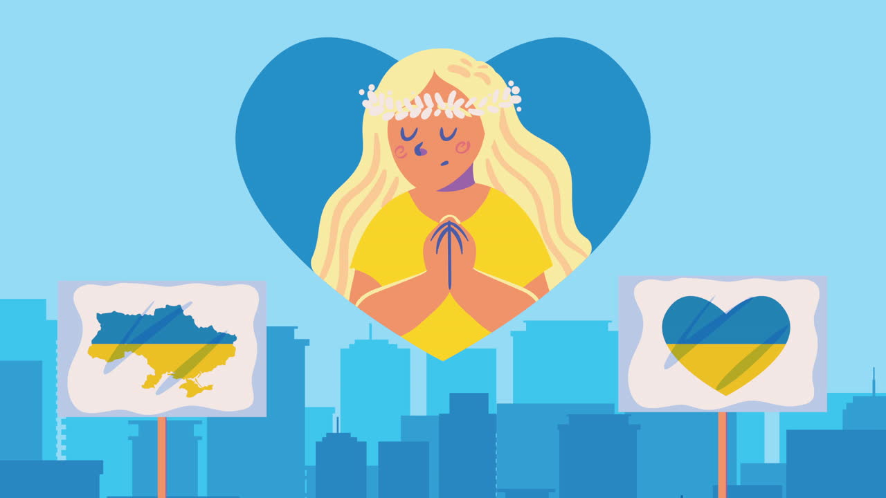 우크라이나 발과 소녀 평화 애니메이션