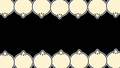 animación de múltiples iconos de cebolla en un fondo negro