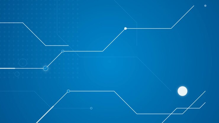 Abstract Digital Circuit Lines Moving on Blue Background