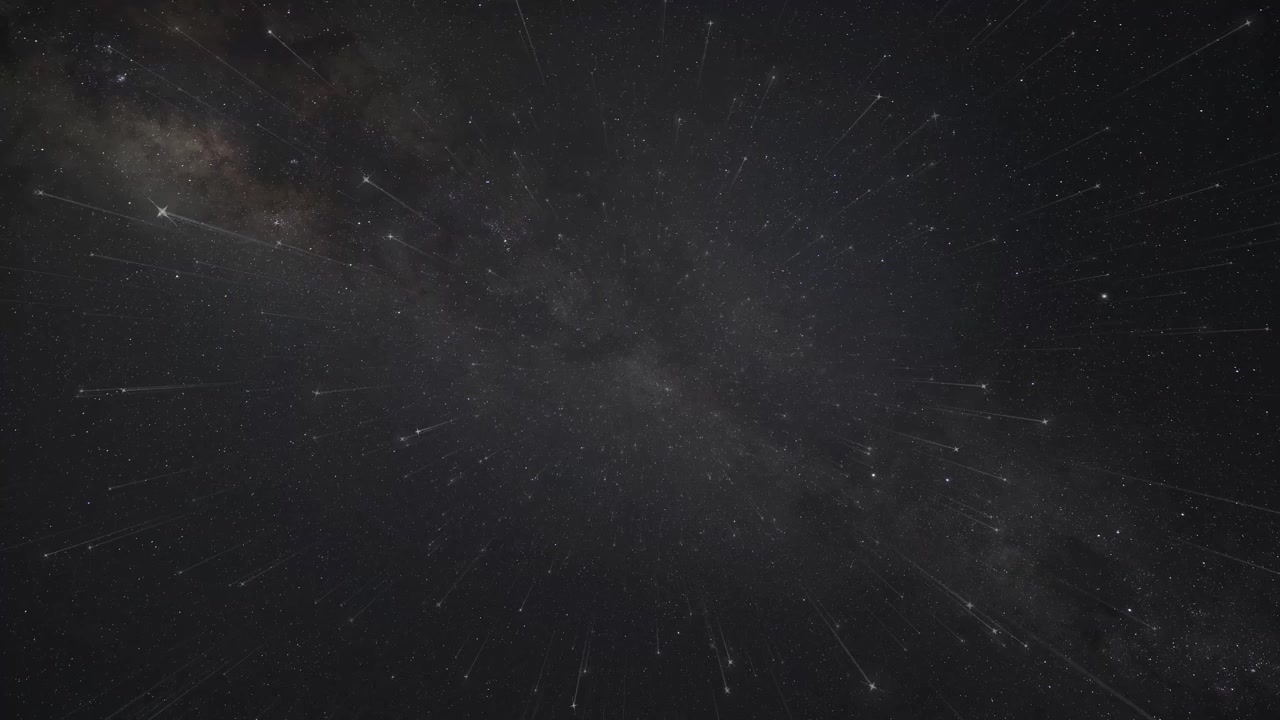 Animación realista de campo estelar que avanza a través de un cielo nocturno oscuro con sutiles nubes de nebulosa
