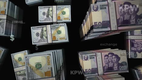 dólares de los ee.uu. y corea del norte ganaron dinero intercambio de bucle de animación