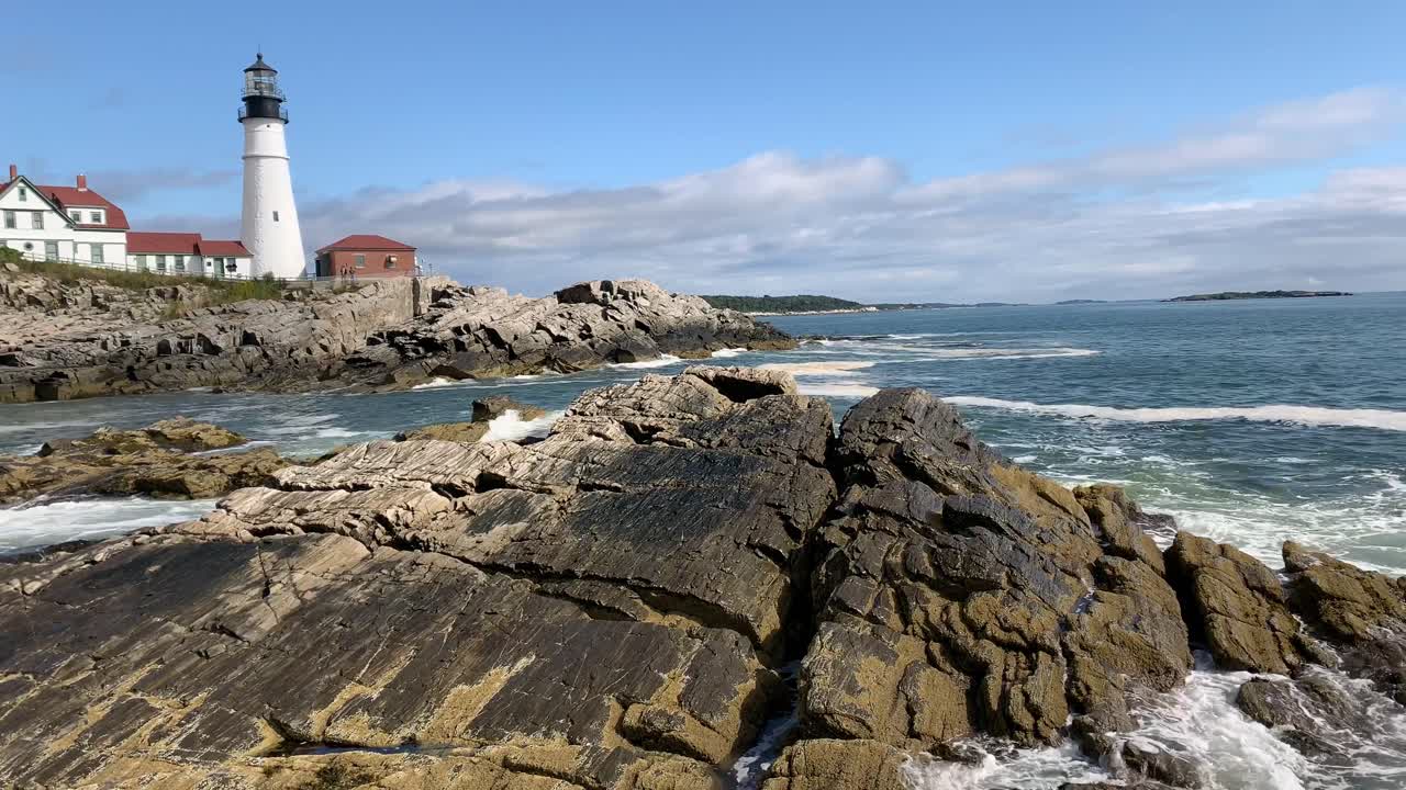4K of crashing surf at Portland Head Lighthouse near Portland Maine