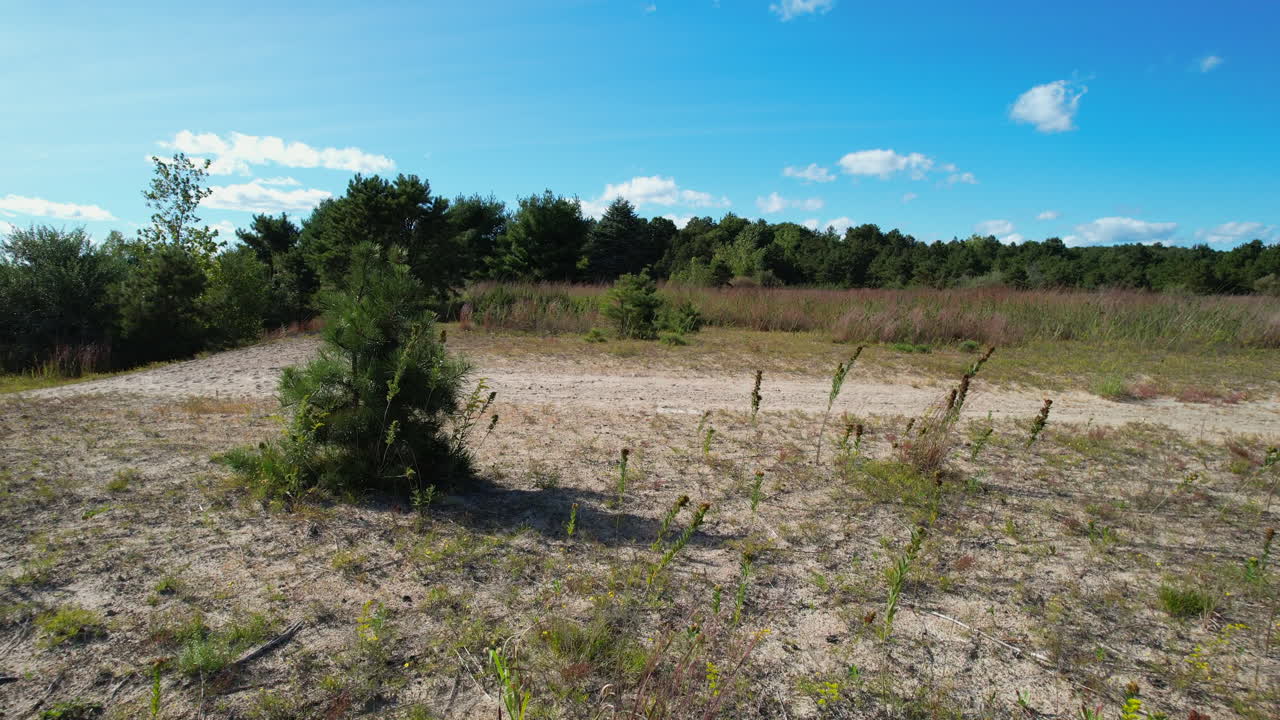 Low drone flight over the recovering nature of the Big River areas in Rhode Island.