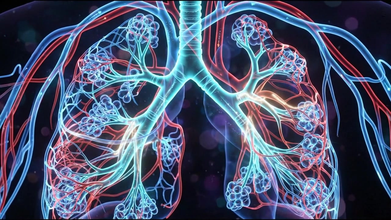 Animazione digitale dei polmoni umani e del sistema respiratorio