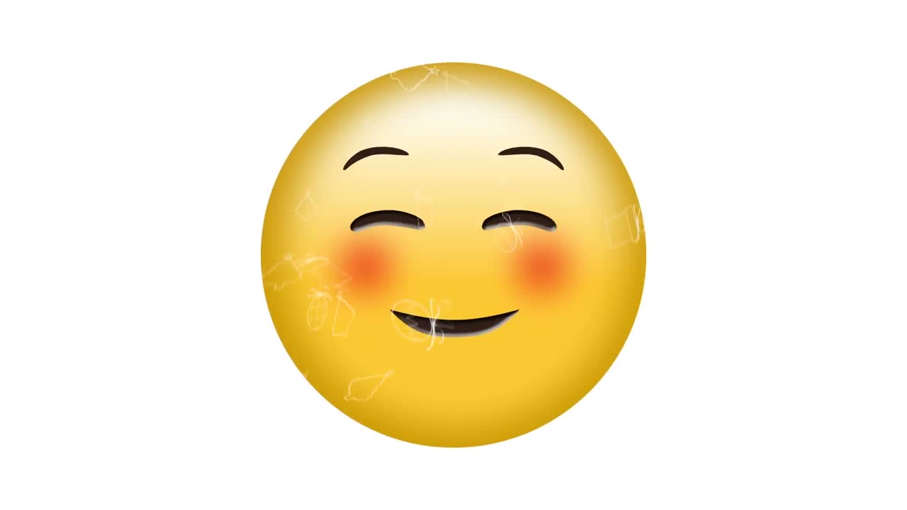 연결 네트워크를 통해 행복한 이모지 아이콘의 애니메이션