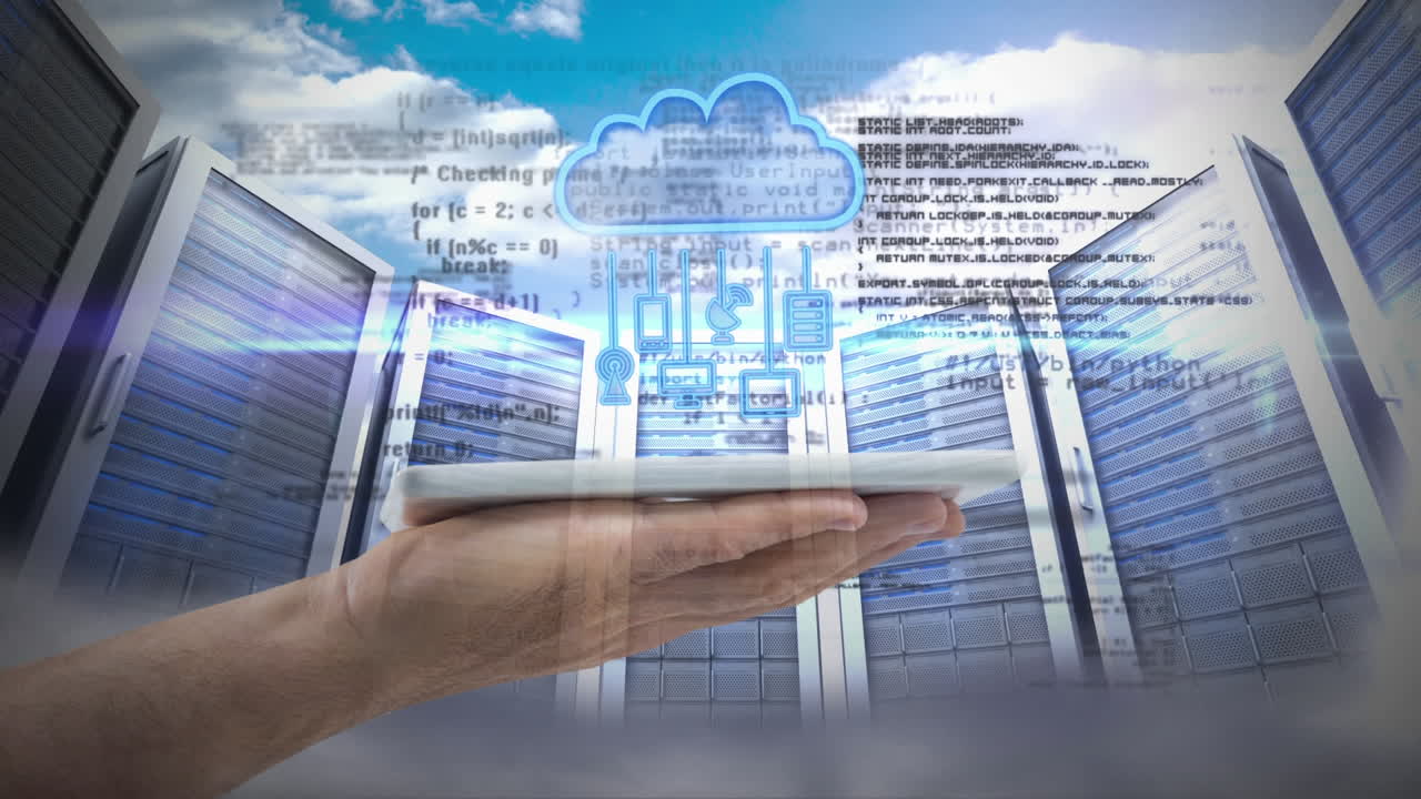 dispositivo de retención de la mano con icono de nube video
