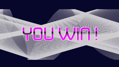 animation of you win text over geometrical moving shapes