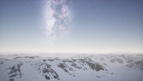 milky way above snow covered terrain