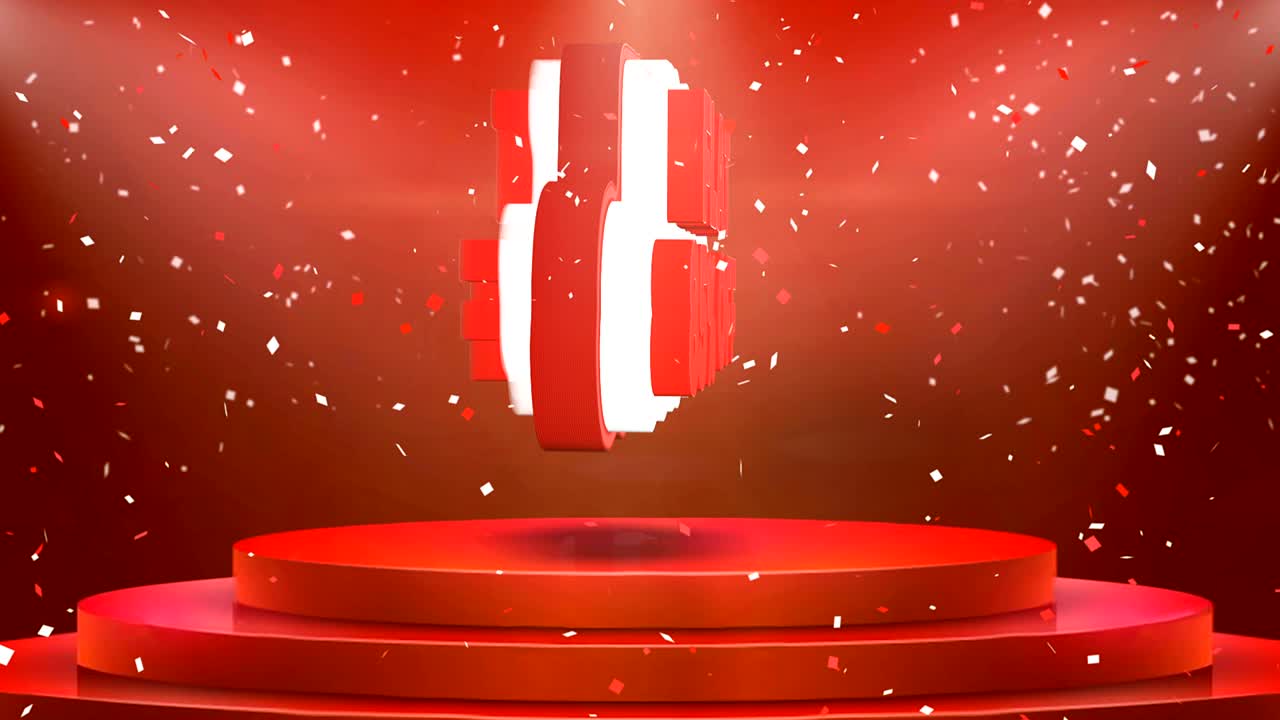 85 평평한 텍스트 애니메이션 무대 포디움 콘페티 루프 애니메이션