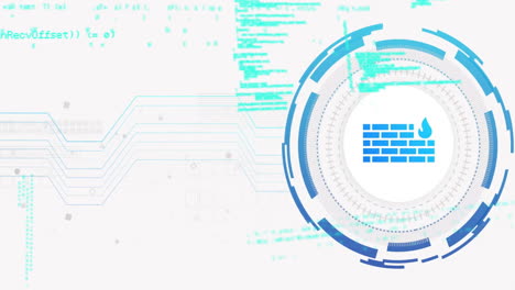 animación del procesamiento de datos a través del icono del cortafuegos