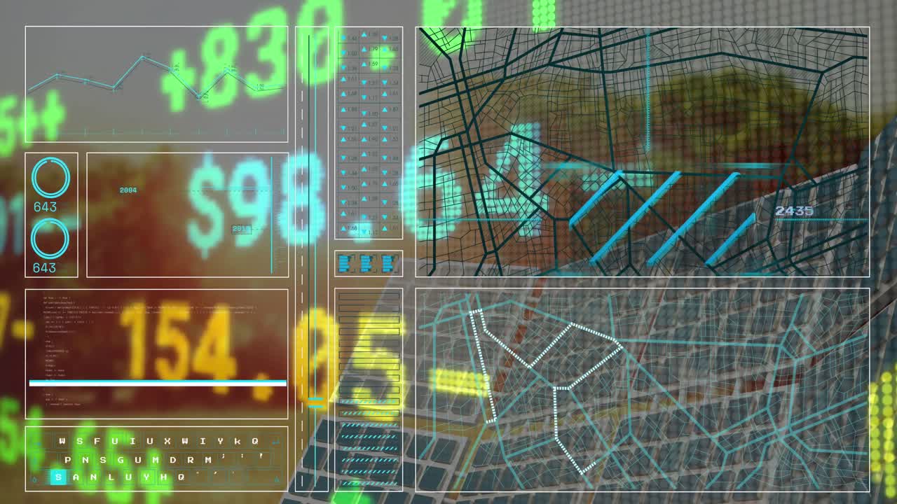 태양 전지 패널을 통해 데이터 처리의 애니메이션