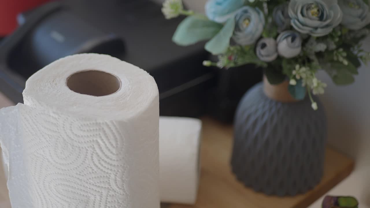 Paper Towel Roll on Kitchen Table