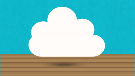 cloud icon on wooden platform