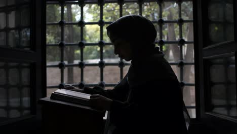 hijab woman silhouette reading quran