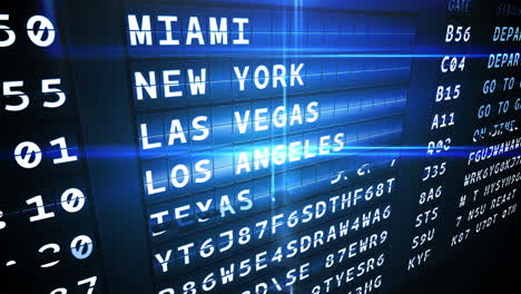 departures board for american cities