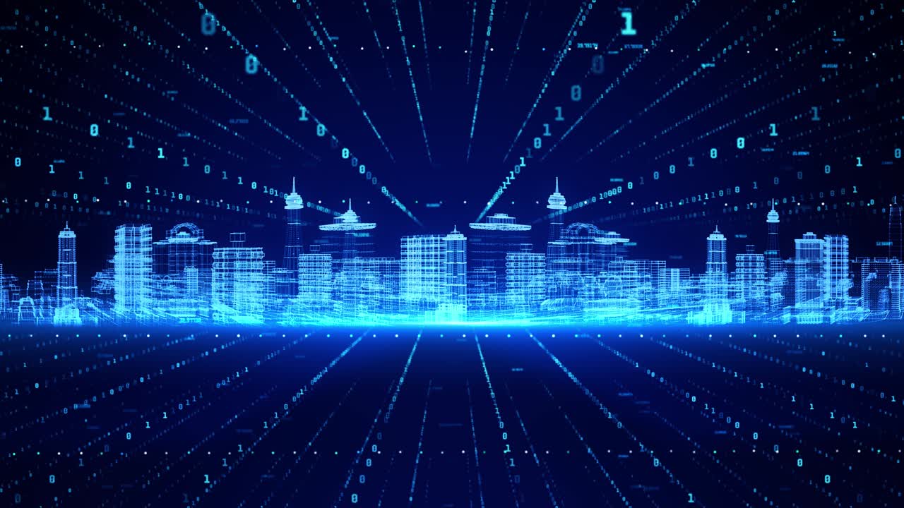 Digital smart city and cloud computing using artificial intelligence loop background 5g highspeed