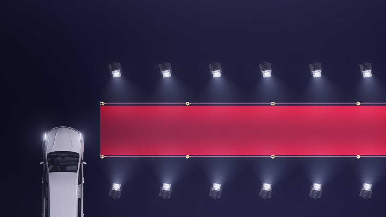 리무진과 볼 라이트  뷰가 있는 빨간 카