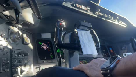 airplane cockpit scene during a real flight, timelapse