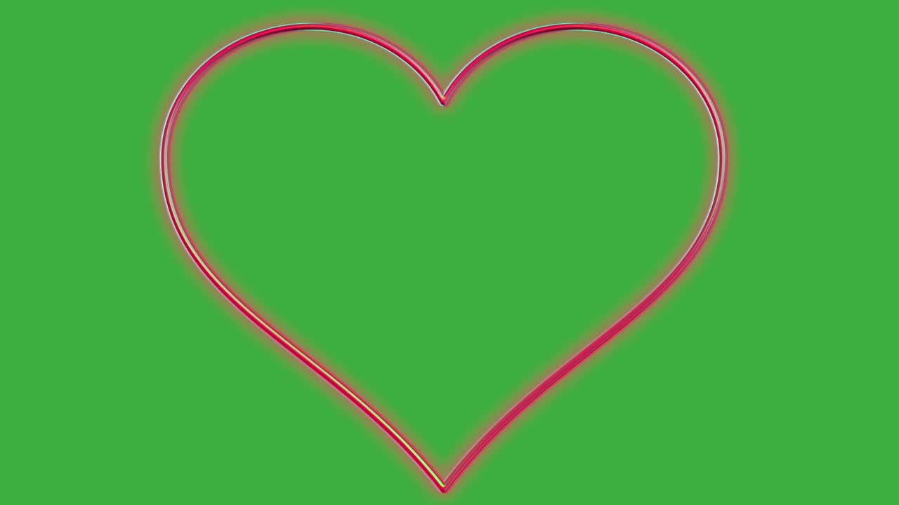 компьютерное анимированное сердце, мигающее в красном свете вспышки на зеленом экране на заднем плане