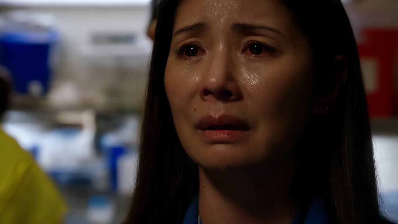 Crying Woman in a Hospital