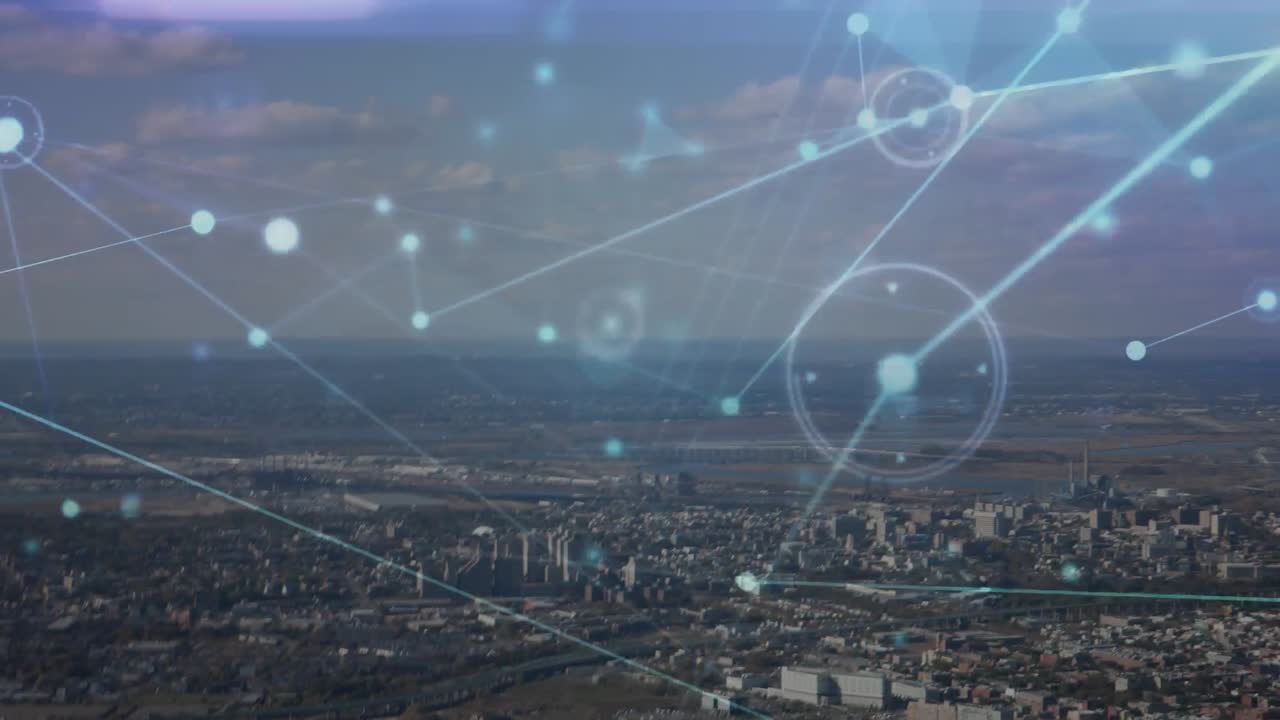 red de conexiones y estadísticas en movimiento