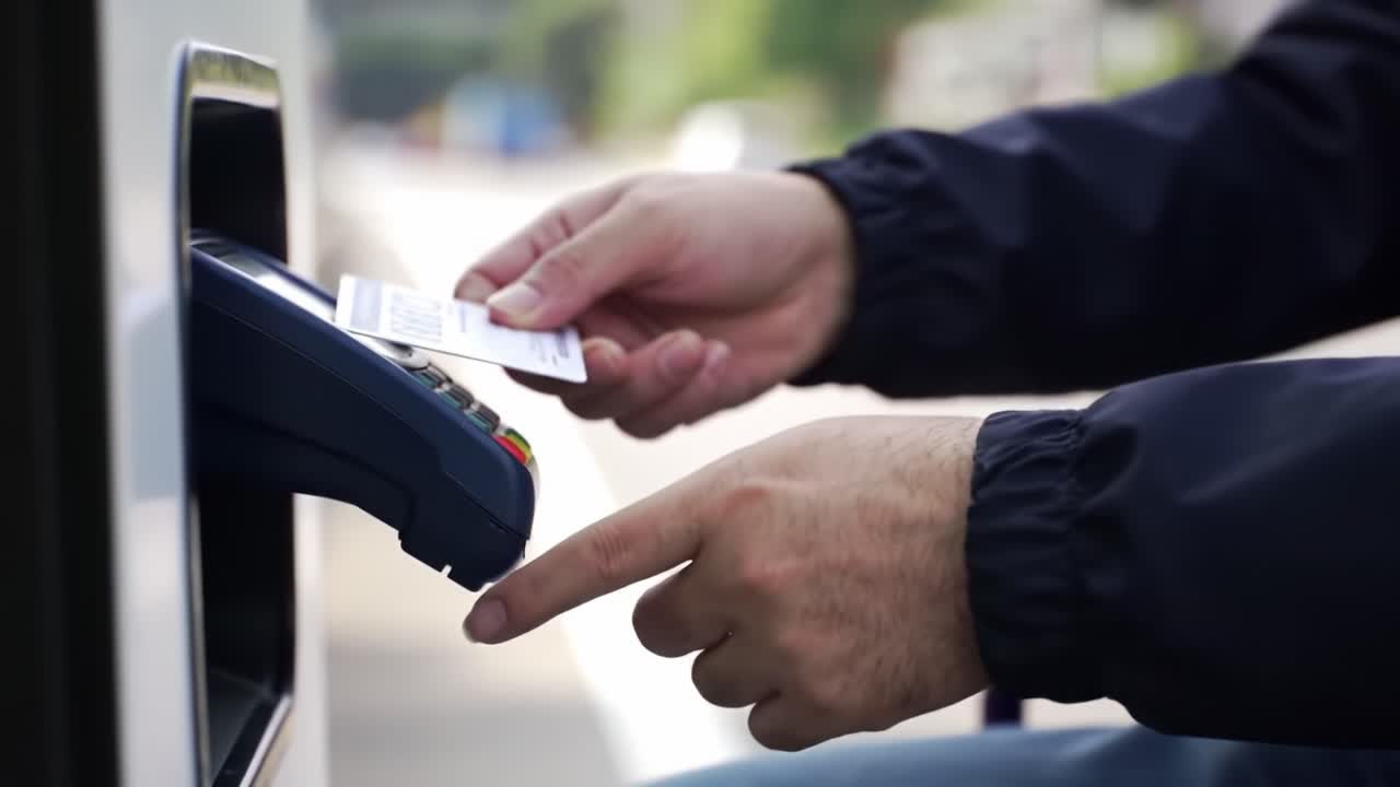A Person Engaged in Digital Payment at a Transportation Station, Highlighting New Technology Integration for Convenient Transactions and Travel Experiences.