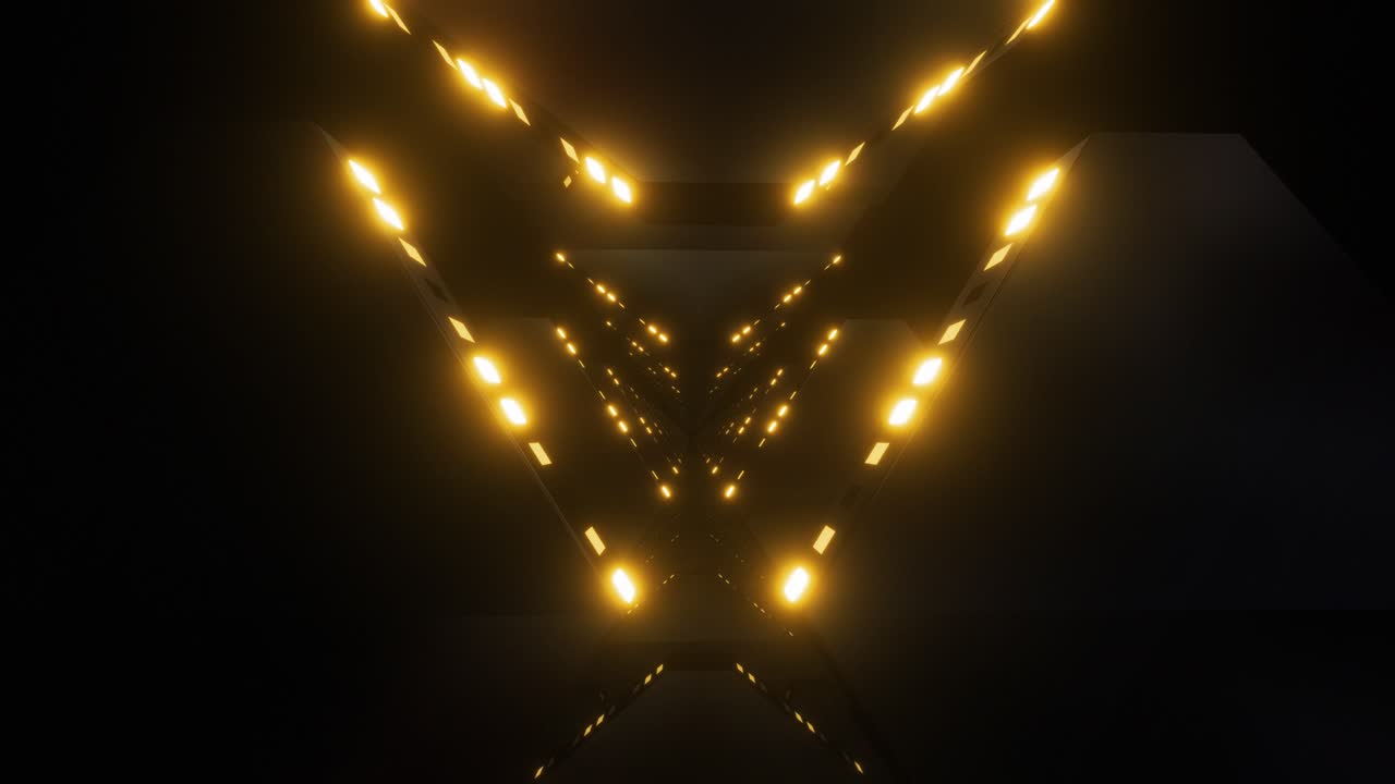 Abstract Futuristic Tunnel with Glowing Geometric Pattern