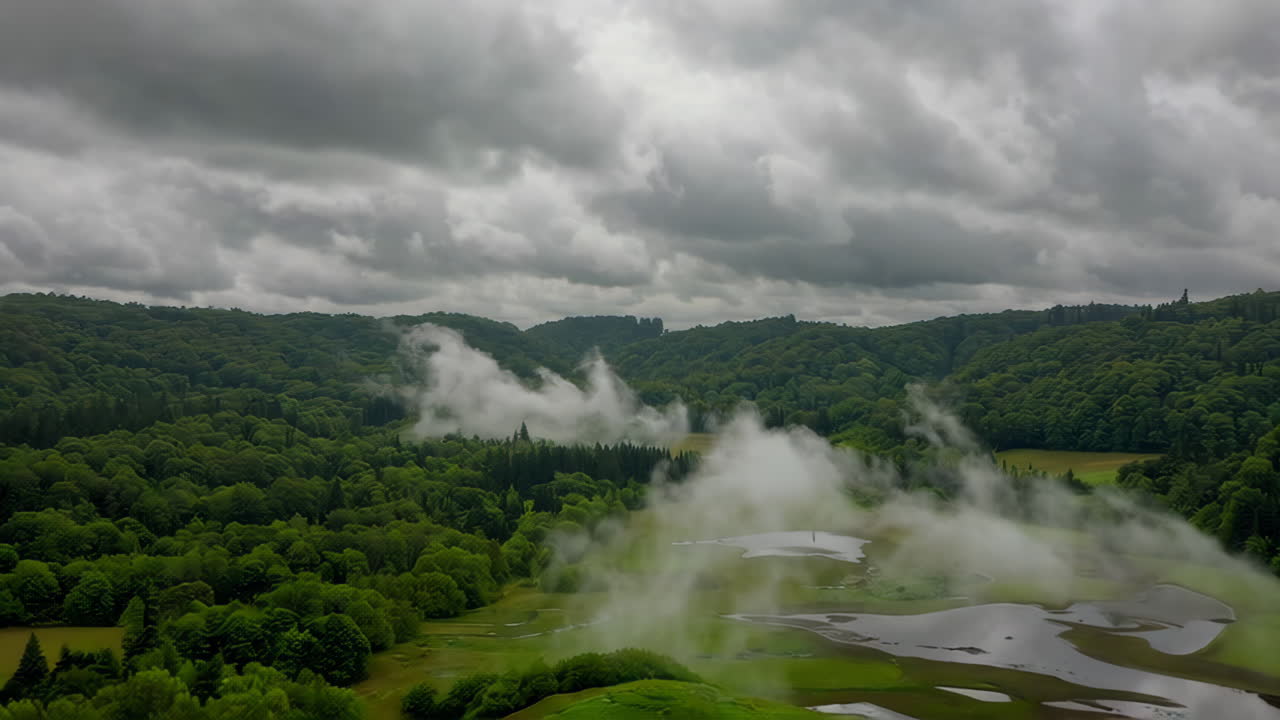 туманный горный ландшафт долины