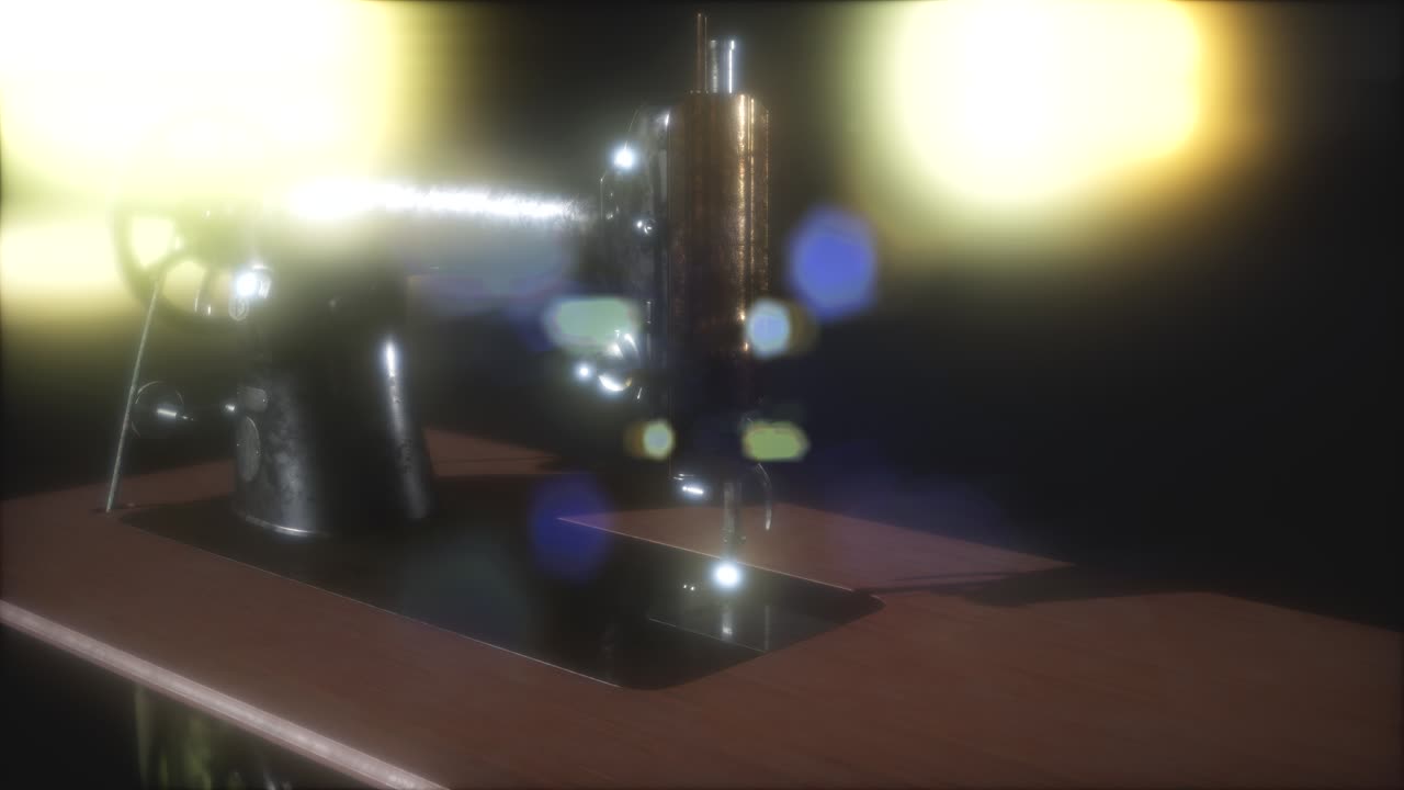 어두운 곳에서 오래된 레트로 바느질 기계