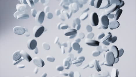 white pills falling or floating in an abstract background