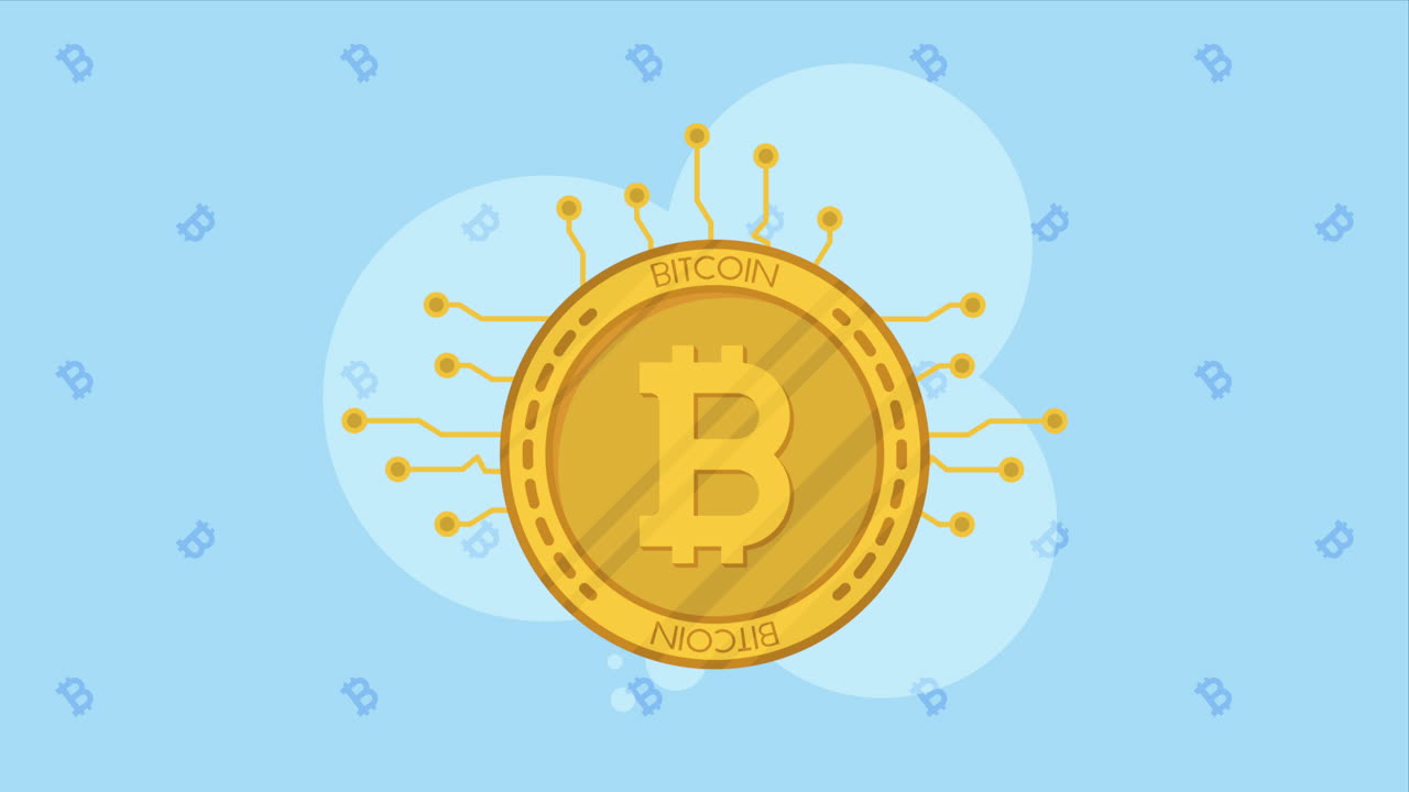 circuito con animación de la moneda criptográfica bitcoin
