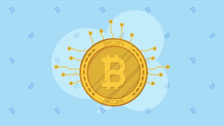 circuito con animazione di criptovaluta bitcoin