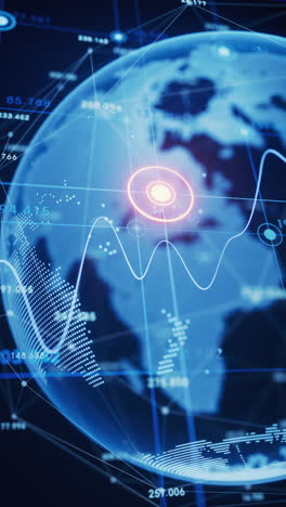 grafico statistico e terra virtuale con concetto finanziario, rendering 3d.