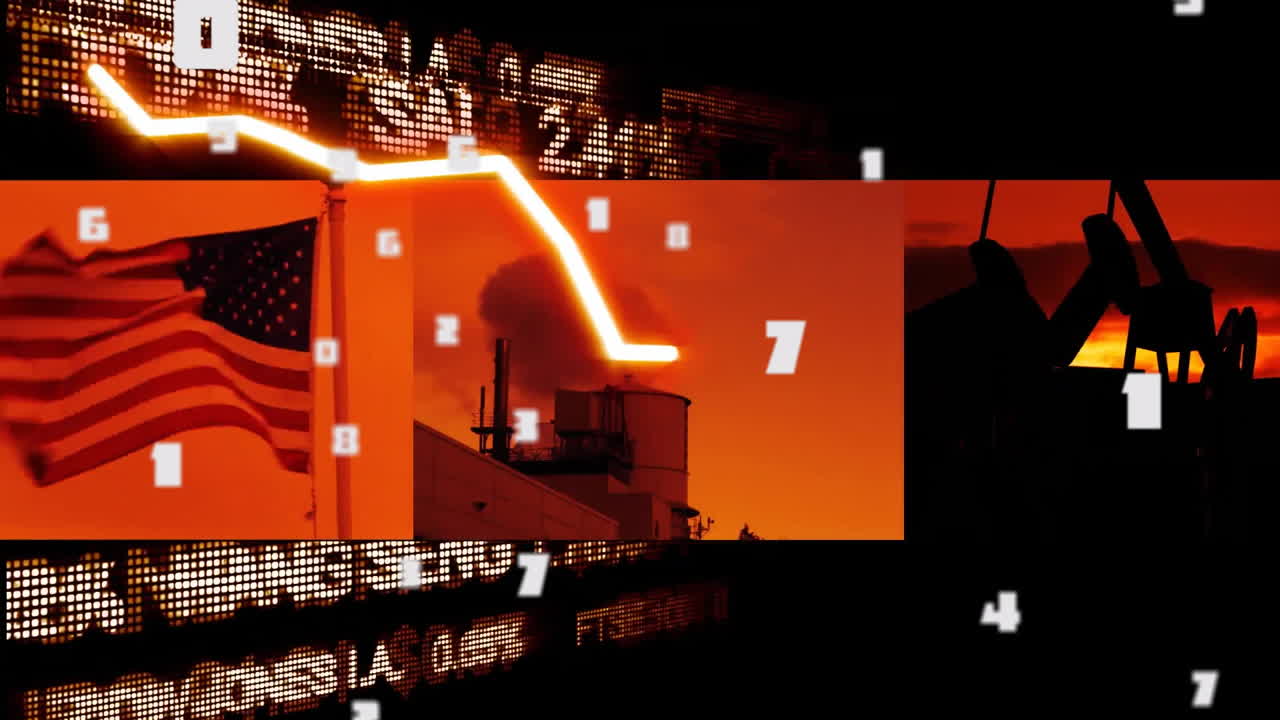 데이터 처리의 애니메이션과 미국 발과 오일 프에 대한 다이어그램