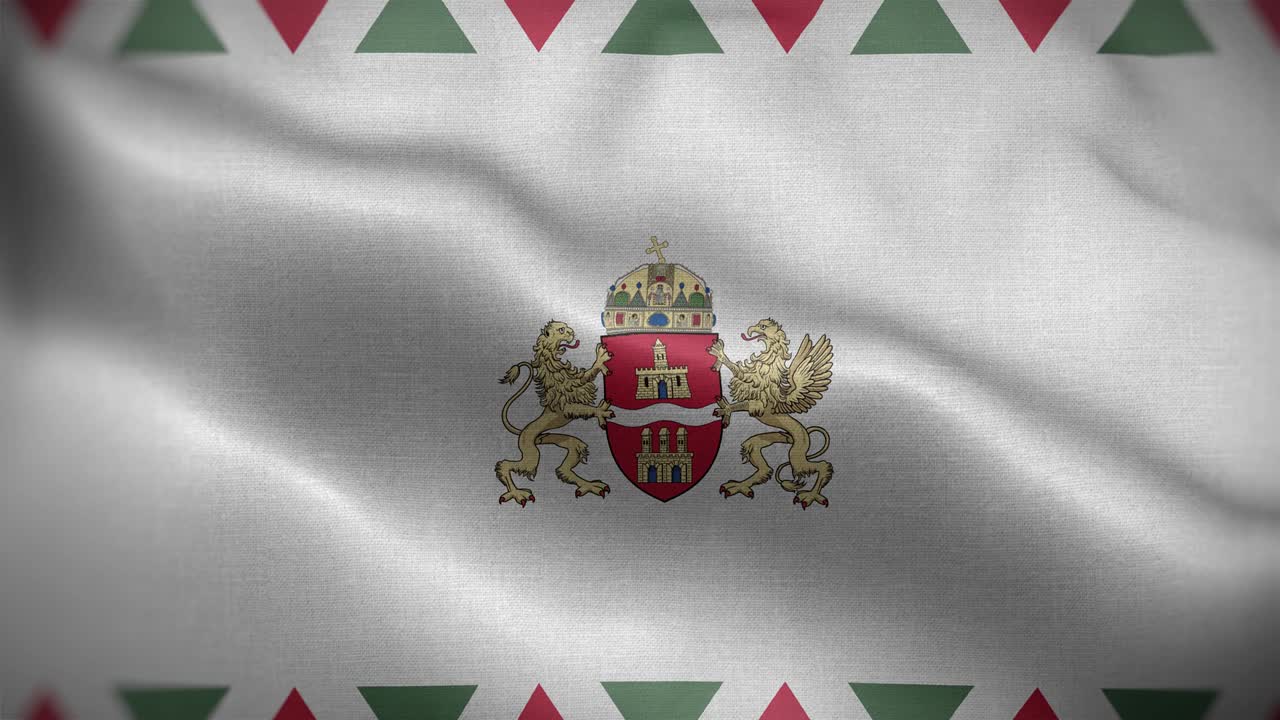 Budapeste, Hungria, Fundo em Loop com Bandeira 4K