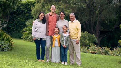 happy family, park and portrait outdoor in nature