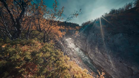 Aerial-view-of-the-Silfar-canyon,-Norway