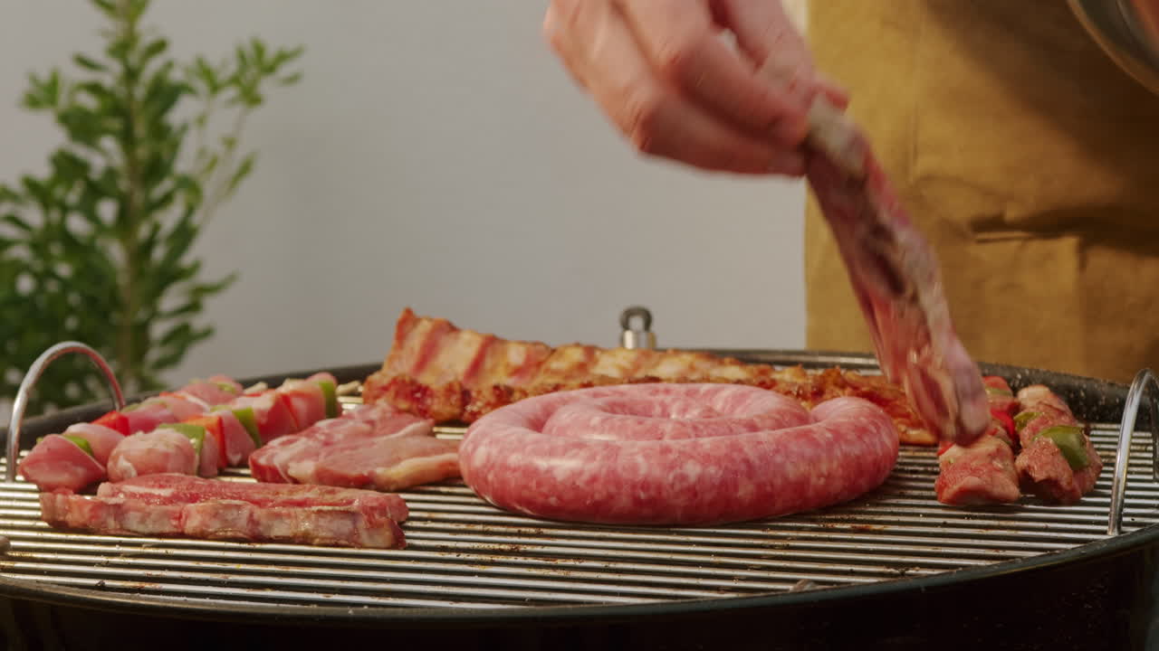 바베큐에 긴 고기